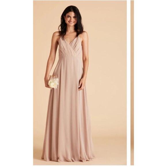 Birdy Grey Chiffon Kaia Maxi Dress In Taupe Size Small - Picture 1 of 3
